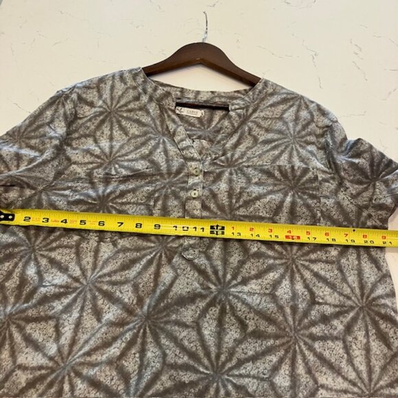 Carve Designs Green Leaf Print Blouse Womens XL Organic Cotton Gauze Lagenlook - Picture 9 of 9